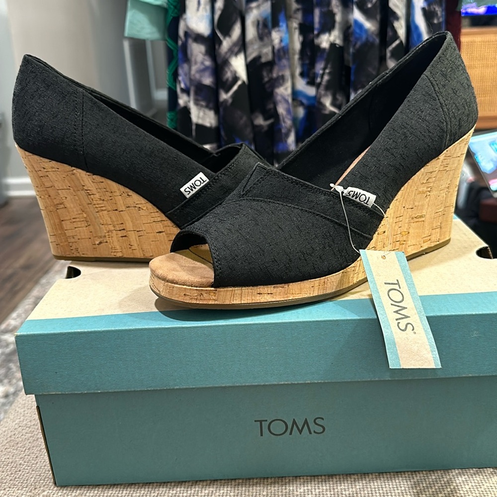 Toms Classic Wedge Black Size 10